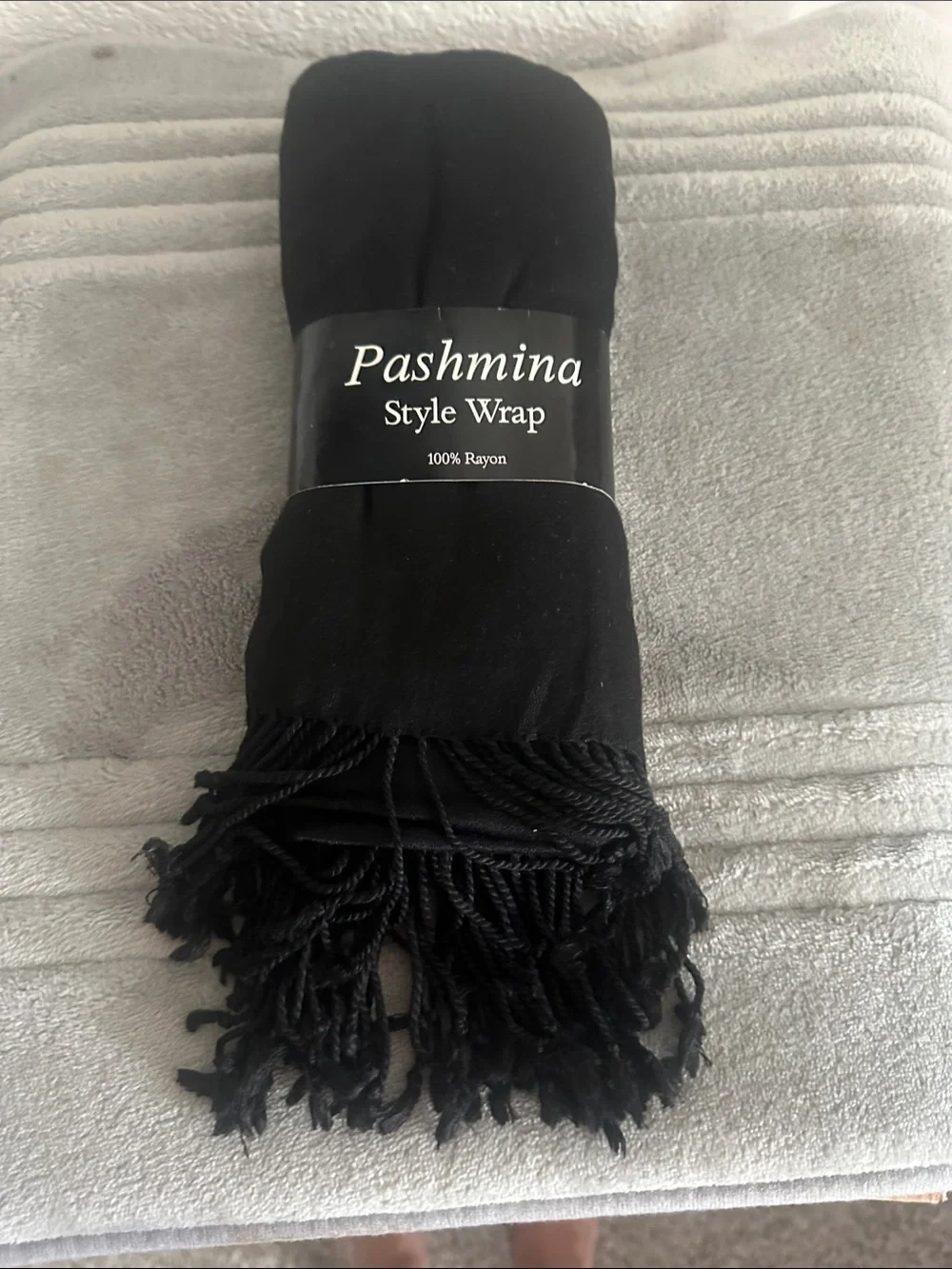 pashmina Black Fringed Style Wrap